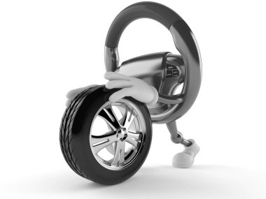 Araba direksiyonundaki yedek tekerlek.