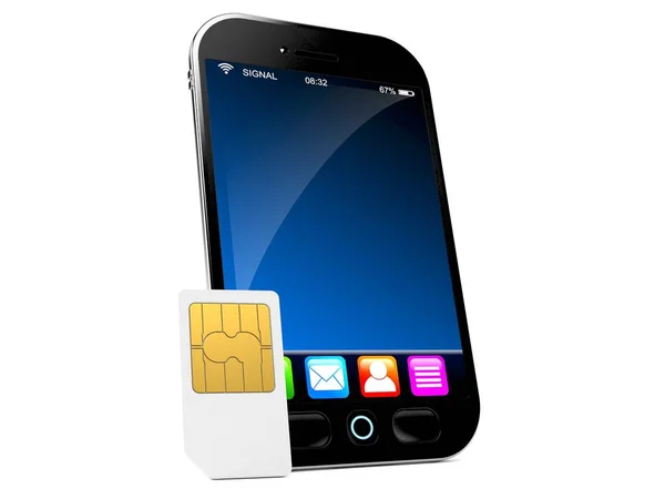 Telefone inteligente com cartão SIM — Fotografia de Stock