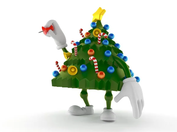 Kerstboom karakter houden thumbtack — Stockfoto