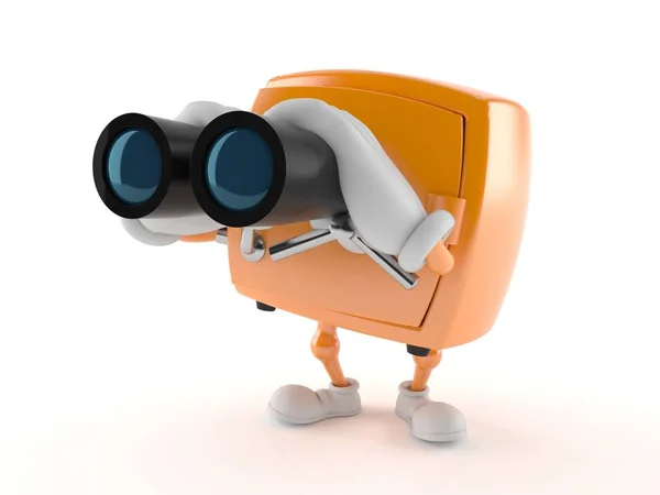 Carácter seguro mirando a través de binoculares — Foto de Stock