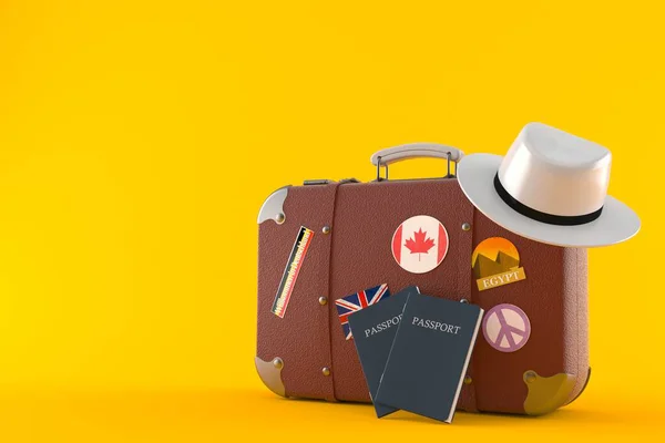 Resväska med pass — Stockfoto