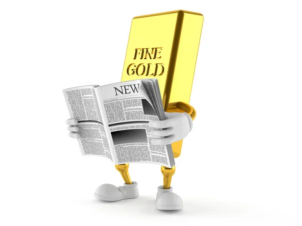 Goldcharakter Zeitung lesen — Stockfoto