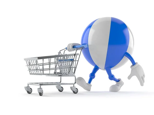 Beach ball character with shopping cart — ストック写真