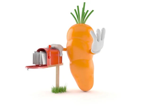 Carrot character with mailbox — Stock Photo, Image