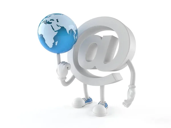 E-mail character with world globe — Stock Photo, Image