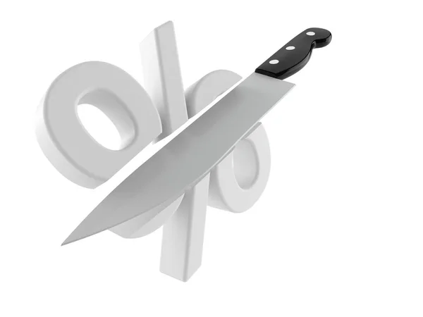 Konyhai kés százalékos szimbólummal — Stock Fotó