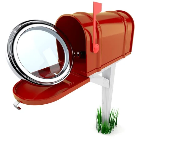 Open mailbox with magnifying glass — Stock Photo, Image