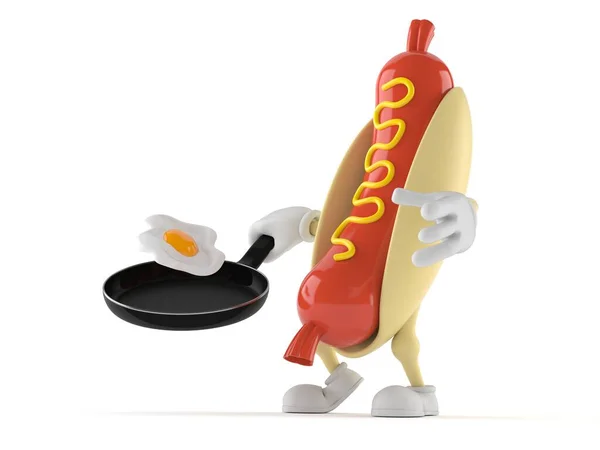 Personaggio hot dog con padella — Foto Stock