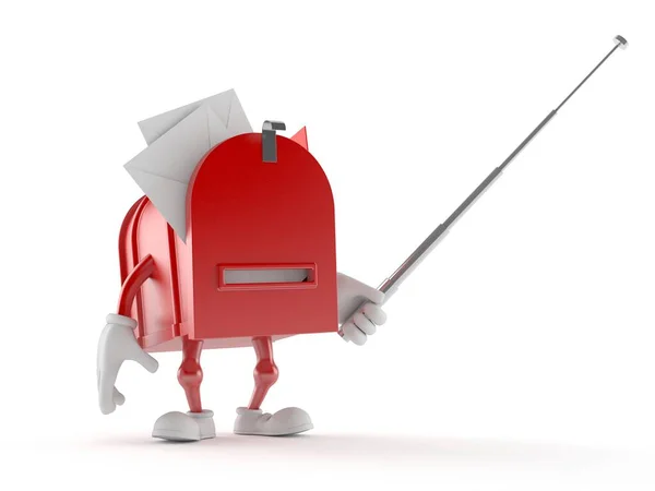 Mailbox character holding pointer stick — Stock Photo, Image
