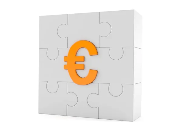 Euro símbolo de moneda con parte del rompecabezas —  Fotos de Stock