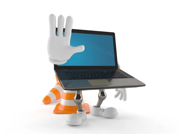 Personaje del ordenador portátil haciendo gesto de parada — Foto de Stock