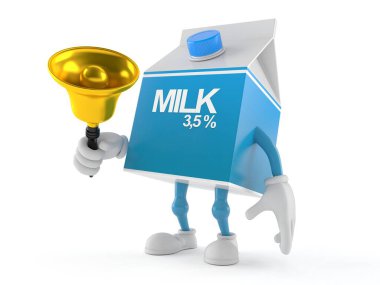 Süt kutusu karakteri bir el zili çalıyor