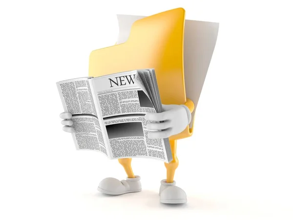 Folder character reading newspaper — Stock Photo, Image