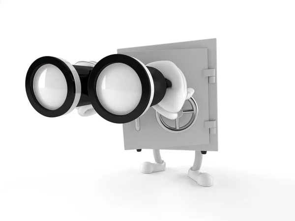 Safe character looking through binoculars — Stock Photo, Image