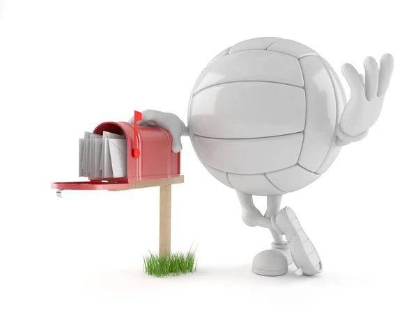 Volleyball character with mailbox — Stock Photo, Image