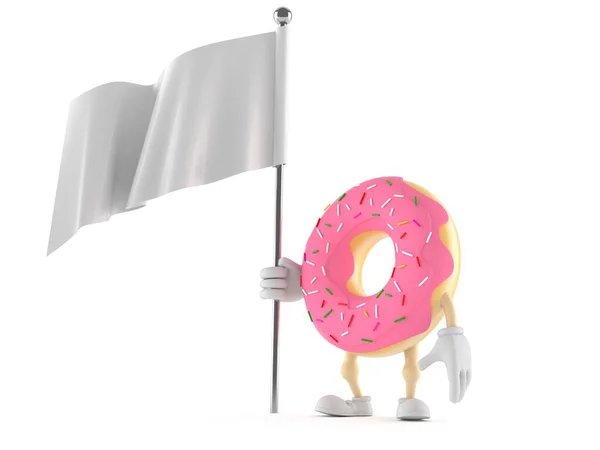 带有空白旗的甜甜圈字符 — 图库照片