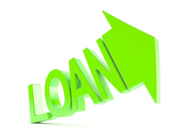 Texto do empréstimo com seta verde — Fotografia de Stock