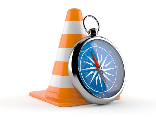 Compass with traffic cone — Stock Photo, Image