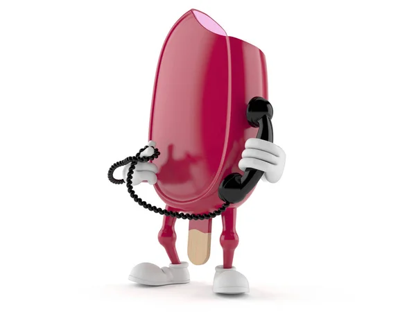 Carácter helado sosteniendo un auricular telefónico — Foto de Stock