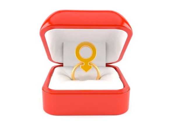 Ringbox mit goldenem Ring — Stockfoto