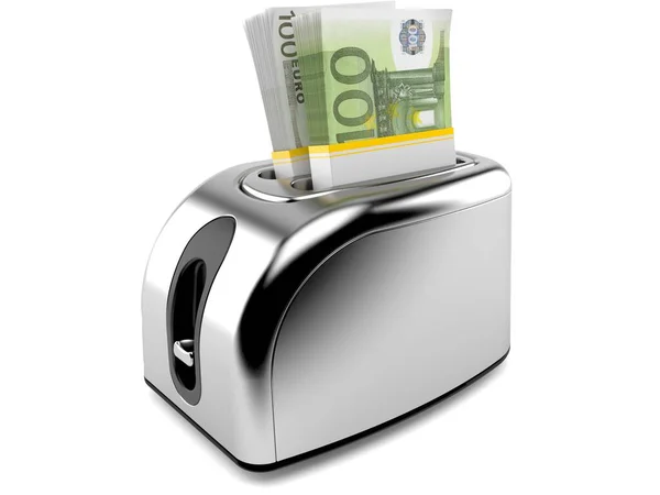 Toster z walutą euro — Zdjęcie stockowe