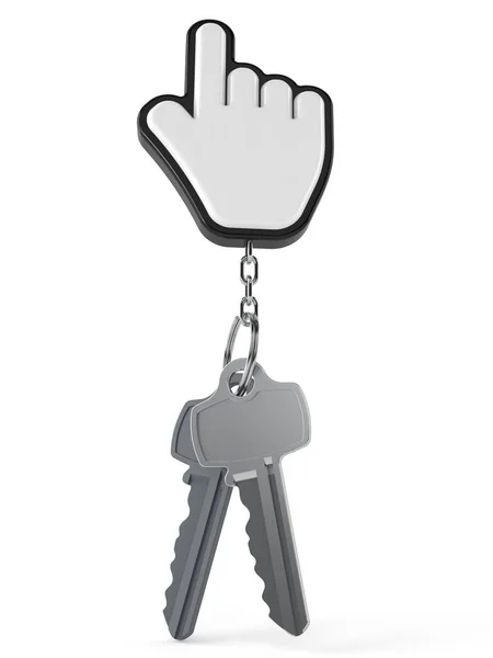 Cursor icon with door keys — Stock Photo, Image