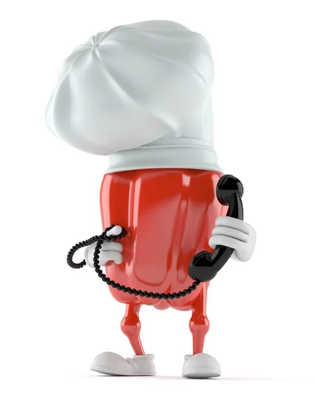 Paprika character holding a telephone handset — Stock Photo, Image