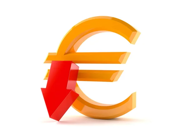 Σύμβολο ευρώ με κόκκινο βέλος — Φωτογραφία Αρχείου
