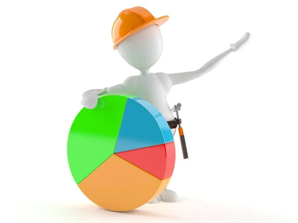 Manual worker with pie chart — Stock Photo, Image