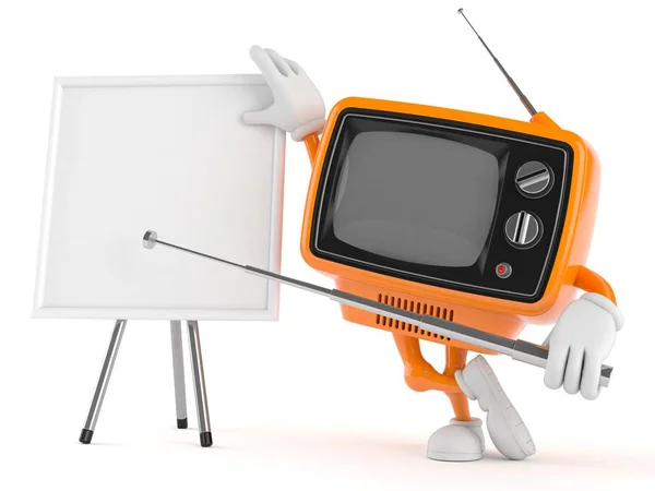 Retro Tv karaktär med whiteboard — Stockfoto