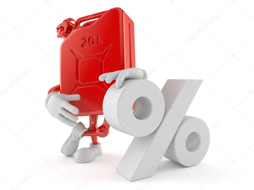 Petrol canister character with percent symbol