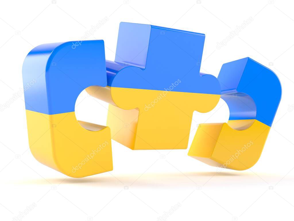 Ukraine in three jigsaw puzzle
