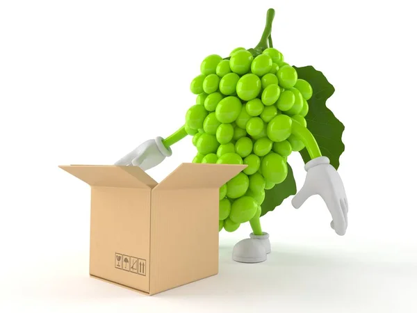 Символ винограда с открытой картонной коробкой — стоковое фото