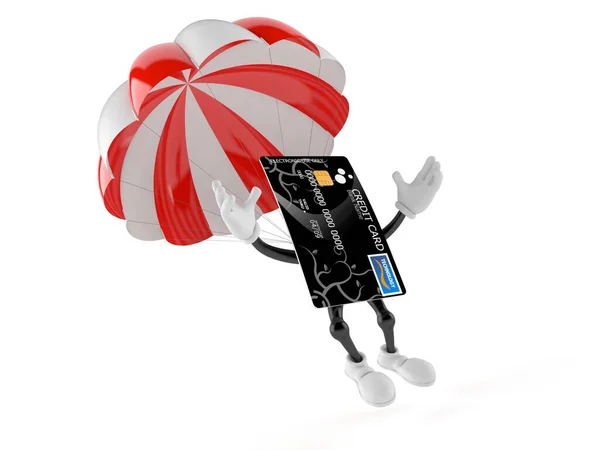 Kreditkartenfigur mit Fallschirm — Stockfoto