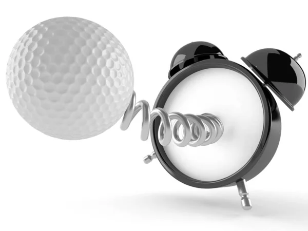 Relógio despertador com bola de golfe — Fotografia de Stock