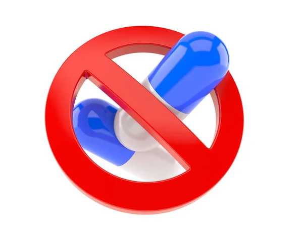 Pills with forbidden sign — Stock Photo, Image