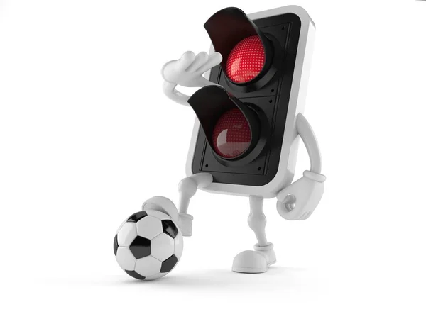 Red light character with soccer ball — Stock Photo, Image