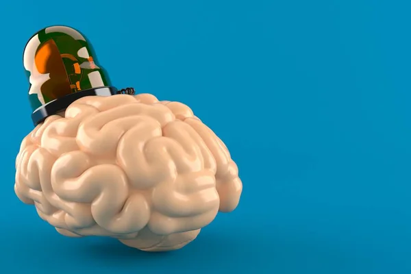 Brain with emergency siren — Stock Photo, Image