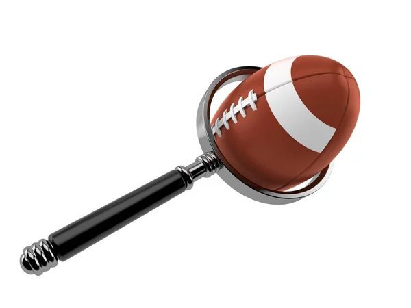 Rugby bal met vergrootglas — Stockfoto