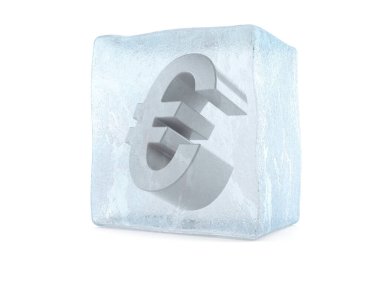 Buz kalıbının içindeki Euro sembolü