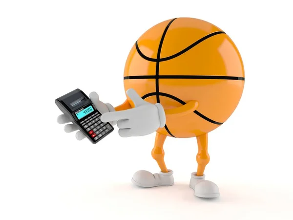 Carácter de baloncesto usando calculadora — Foto de Stock