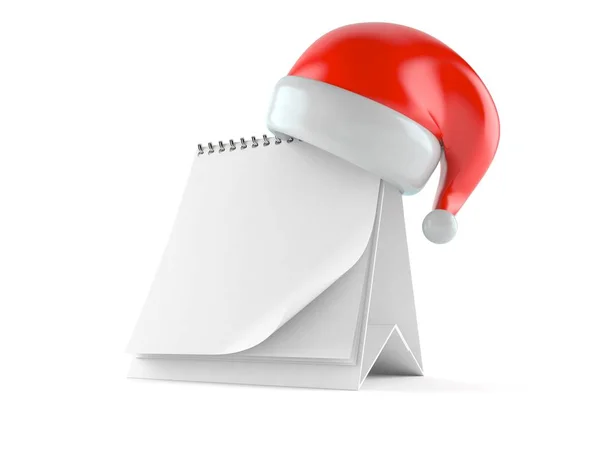 Calendario bianco con cappello di Babbo Natale — Foto Stock