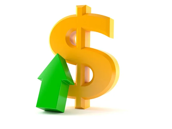 Yeşil oklu dolar sembolü — Stok fotoğraf