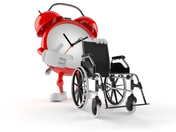 Personagem do relógio de alarme com cadeira de rodas — Fotografia de Stock
