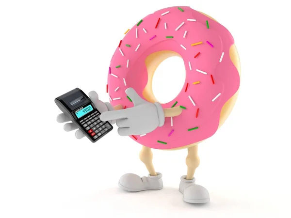 Donut character holding calculator — 스톡 사진