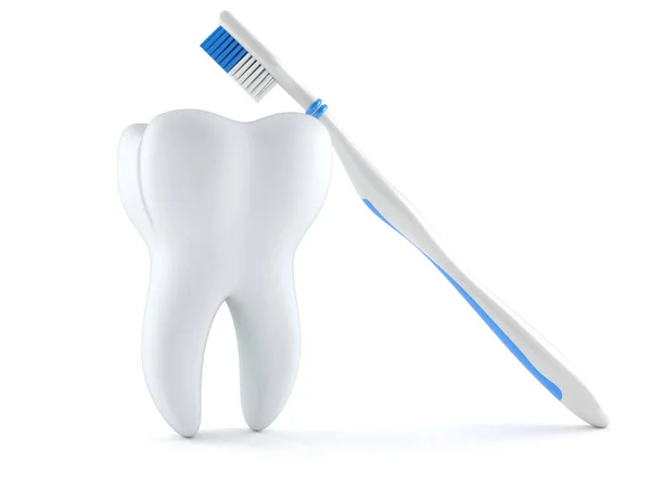Zahn mit Zahnbürste — Stockfoto