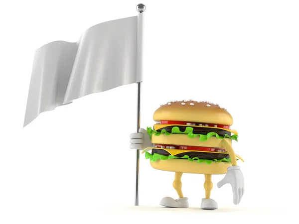 Hamburguesa de carácter sosteniendo bandera blanca —  Fotos de Stock