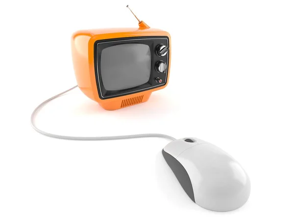 Retro TV z myszką komputerową — Zdjęcie stockowe
