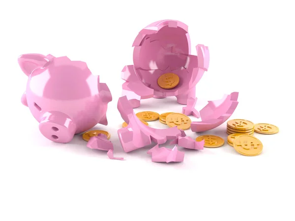 Banco Piggy quebrado com moedas — Fotografia de Stock