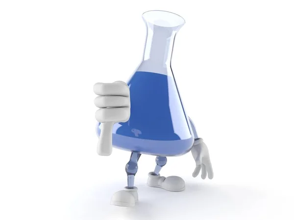 Химический персонаж фляжки с опущенным пальцем — стоковое фото